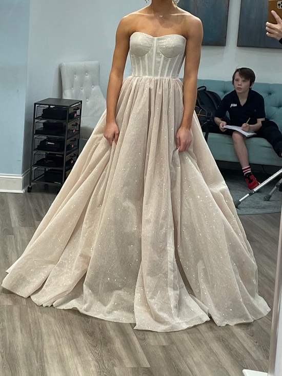 Portia & Scarlett Dresses & Skirts - Strapless Glitter Tulle Ball Gown in Blush